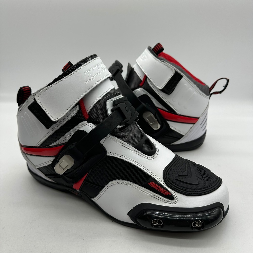 Joe Rocket 1387-3011 Mens 11 White Atomic Motorcycle Riding Boots Broken Strap